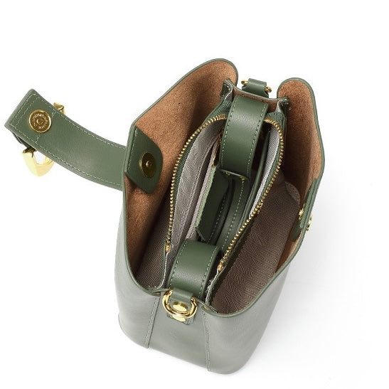 Sac seau en cuir véritable pour femme – Sac bandoulière grande capacité pour les déplacements quotidiens