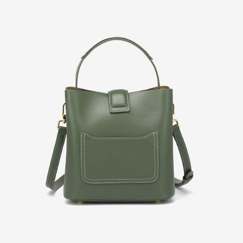 Sac seau en cuir véritable pour femme – Sac bandoulière grande capacité pour les déplacements quotidiens
