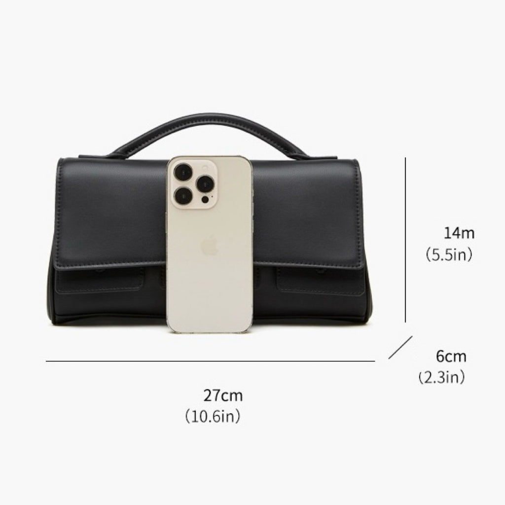 Damen-Schulterhandtasche aus echtem Leder mit Schlossverschluss