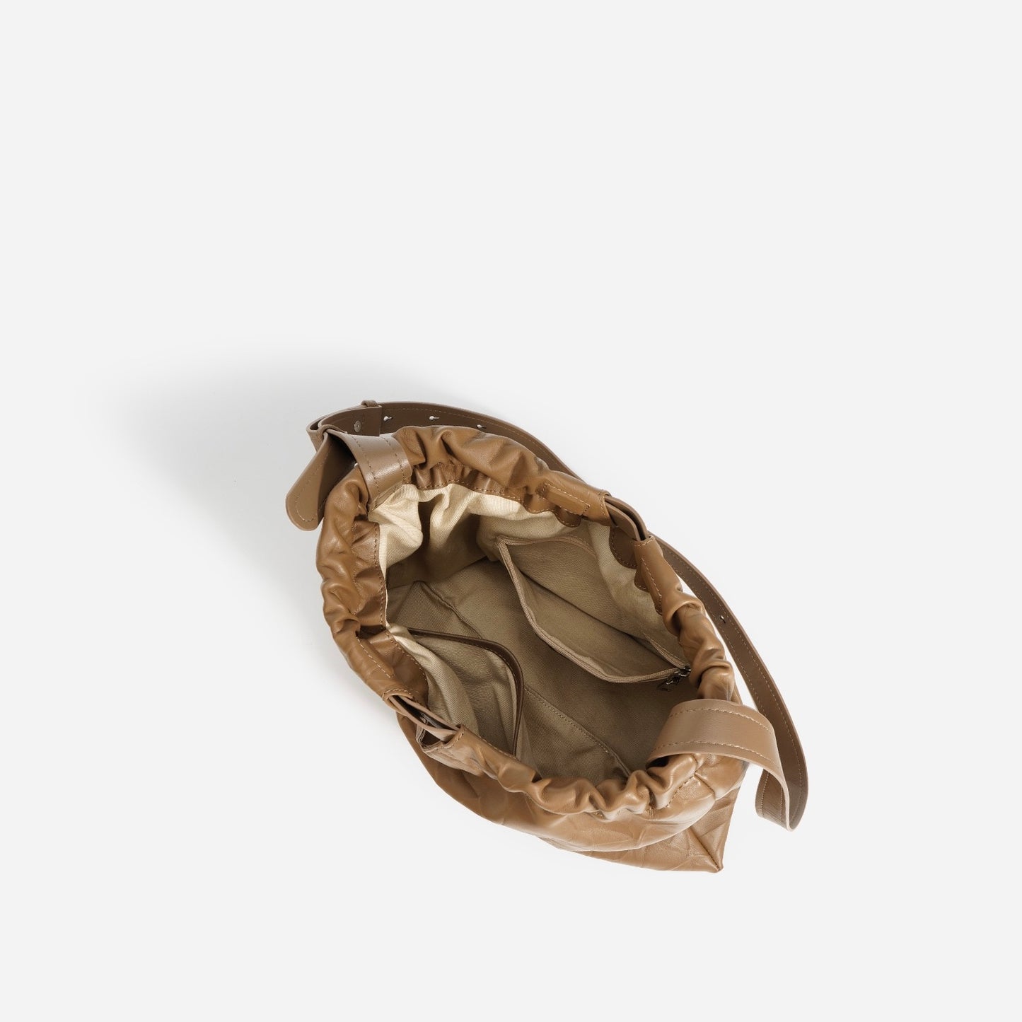 Umhängetasche aus echtem Leder im Lazy-Style mit Kordelzug für Damen
