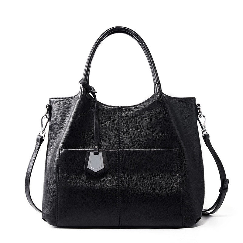 Sac fourre-tout grande capacité en cuir véritable pour femme – Style décontracté élégant