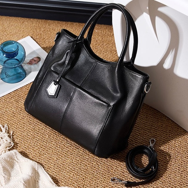 Sac fourre-tout grande capacité en cuir véritable pour femme – Style décontracté élégant