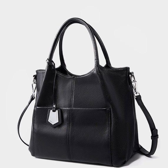 Sac fourre-tout grande capacité en cuir véritable pour femme – Style décontracté élégant