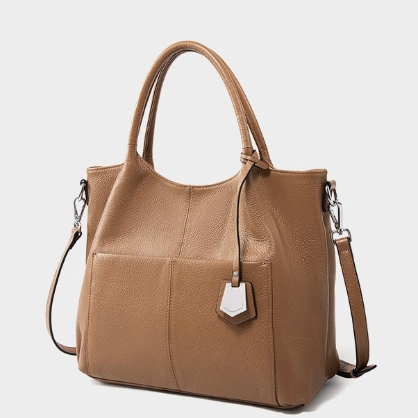 Sac fourre-tout grande capacité en cuir véritable pour femme – Style décontracté élégant