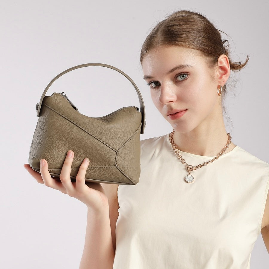 Geometrische Umhängetasche aus echtem Leder für Damen mit Kissen
