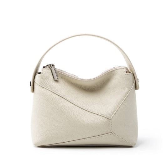 Bolso de mano cruzado para mujer con almohadilla geométrica de cuero genuino