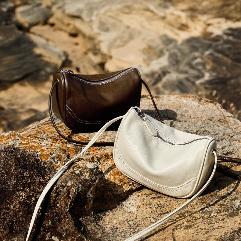 Mini-Umhängetasche aus echtem Leder für Damen – Elegante Handtasche aus genarbtem Leder für den Alltag