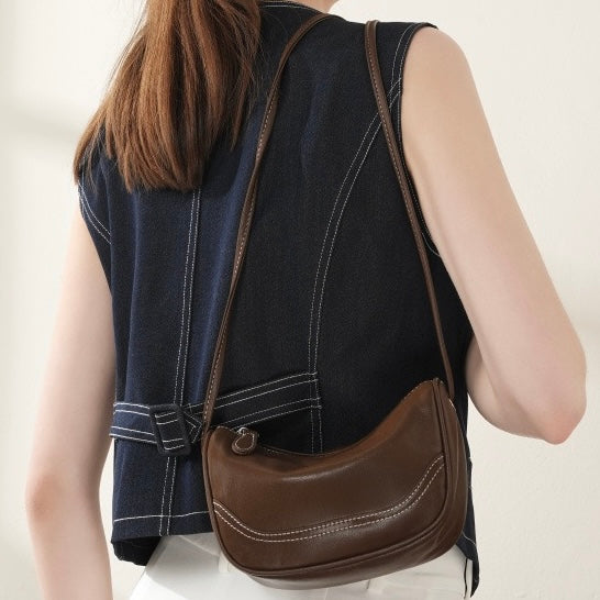 Mini-Umhängetasche aus echtem Leder für Damen – Elegante Handtasche aus genarbtem Leder für den Alltag