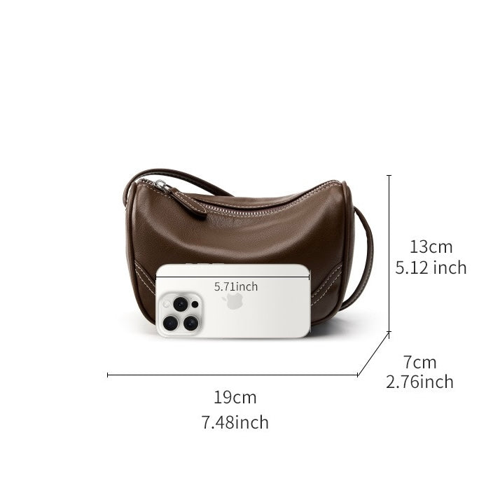 Mini-Umhängetasche aus echtem Leder für Damen – Elegante Handtasche aus genarbtem Leder für den Alltag
