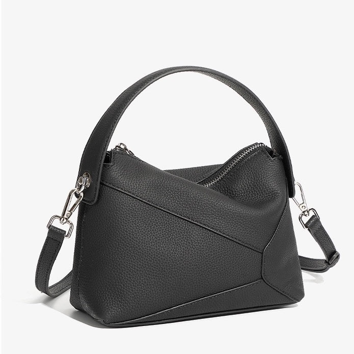 Geometrische Umhängetasche aus echtem Leder für Damen mit Kissen