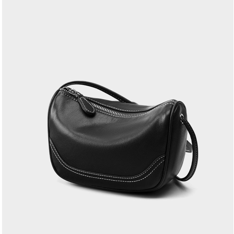 Mini-Umhängetasche aus echtem Leder für Damen – Elegante Handtasche aus genarbtem Leder für den Alltag