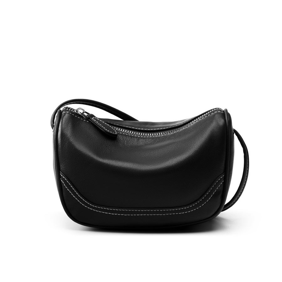 Mini-Umhängetasche aus echtem Leder für Damen – Elegante Handtasche aus genarbtem Leder für den Alltag