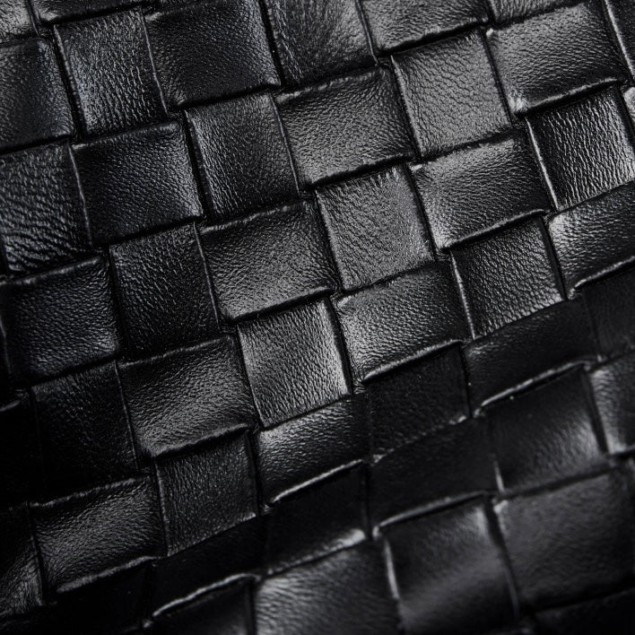 Sac fourre-tout minimaliste en cuir véritable tissé pour femme