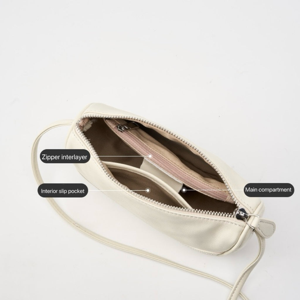Mini-Umhängetasche aus echtem Leder für Damen – Elegante Handtasche aus genarbtem Leder für den Alltag