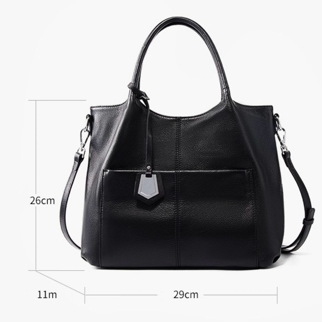 Sac fourre-tout grande capacité en cuir véritable pour femme – Style décontracté élégant