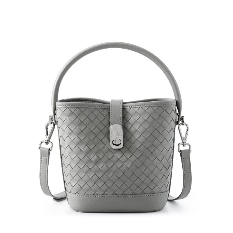 Sac seau tissé en peau de mouton véritable pour femme – Style décontracté élégant