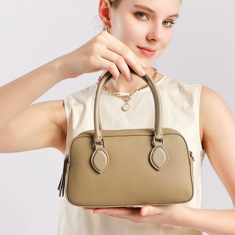 Damen-Boston-Tasche aus echtem Leder Premium Sense
