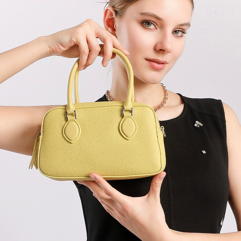 Damen-Boston-Tasche aus echtem Leder Premium Sense