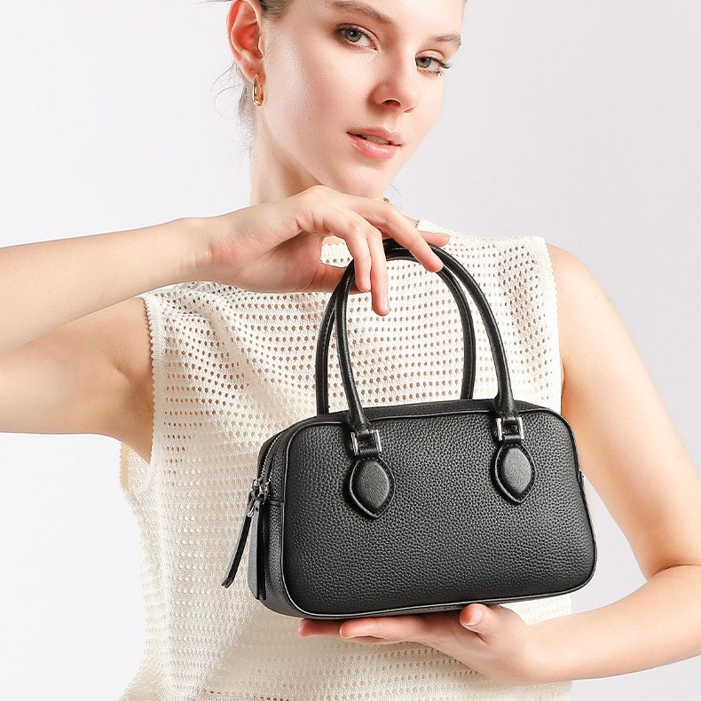 Damen-Boston-Tasche aus echtem Leder Premium Sense