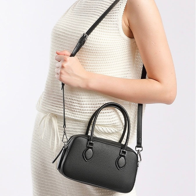 Damen-Boston-Tasche aus echtem Leder Premium Sense