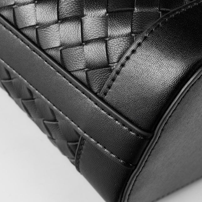 Sac seau tissé en peau de mouton véritable pour femme – Style décontracté élégant