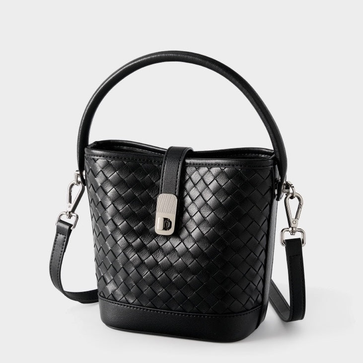Sac seau tissé en peau de mouton véritable pour femme – Style décontracté élégant