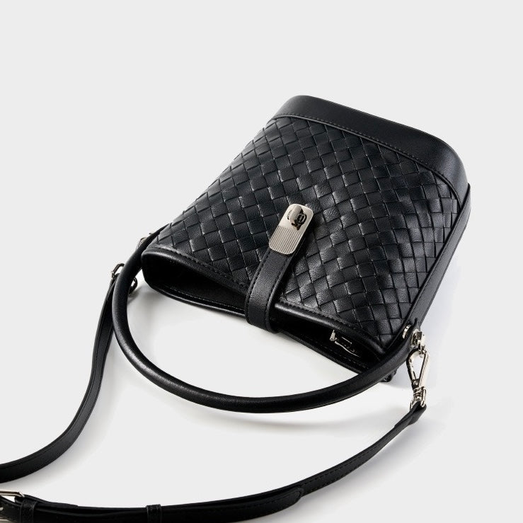 Sac seau tissé en peau de mouton véritable pour femme – Style décontracté élégant