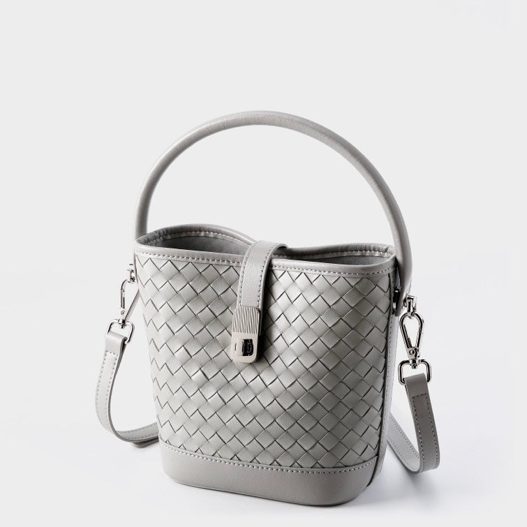 Sac seau tissé en peau de mouton véritable pour femme – Style décontracté élégant