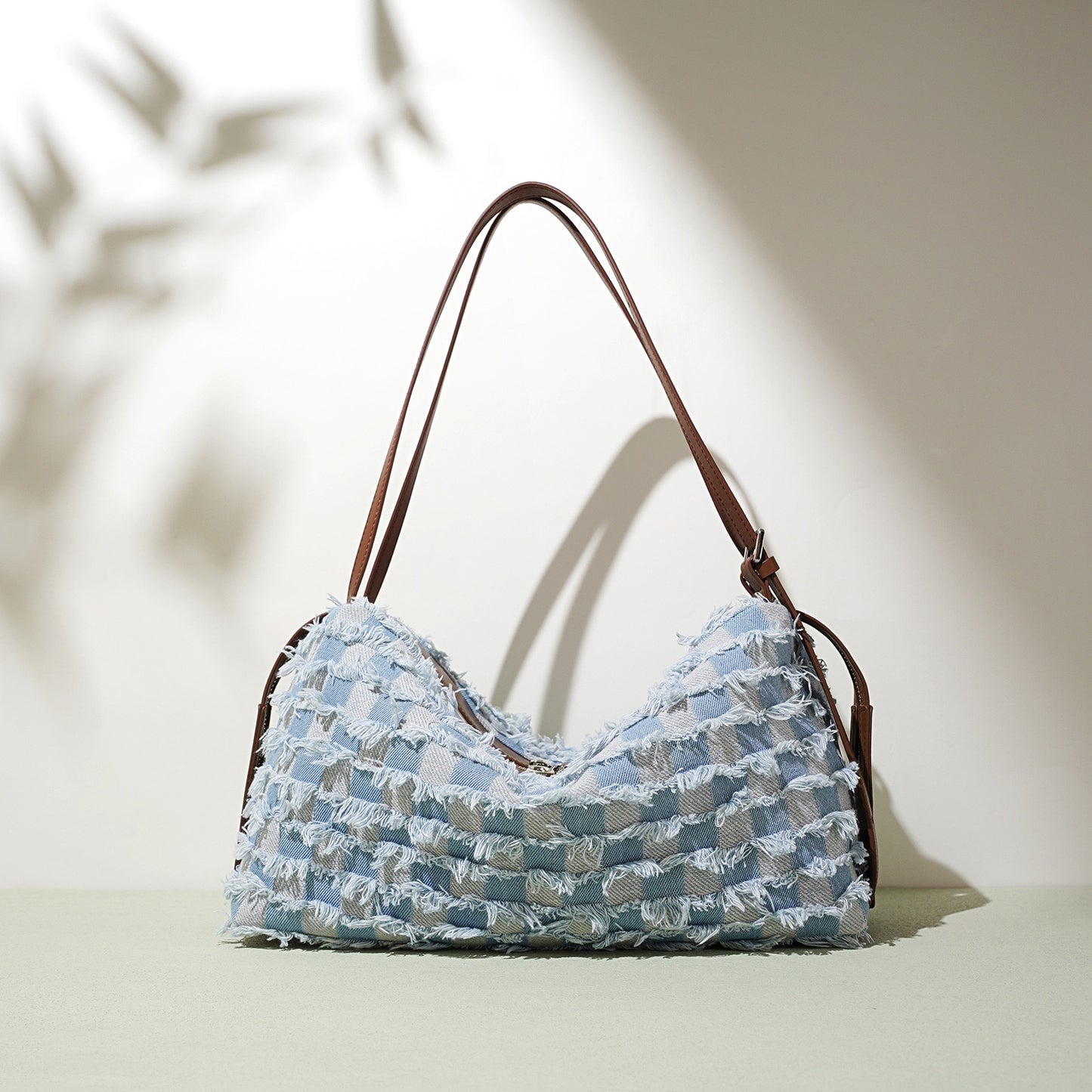 Damen-Umhängetasche aus echtem Leder im Patchwork-Stil im Vintage-Stil
