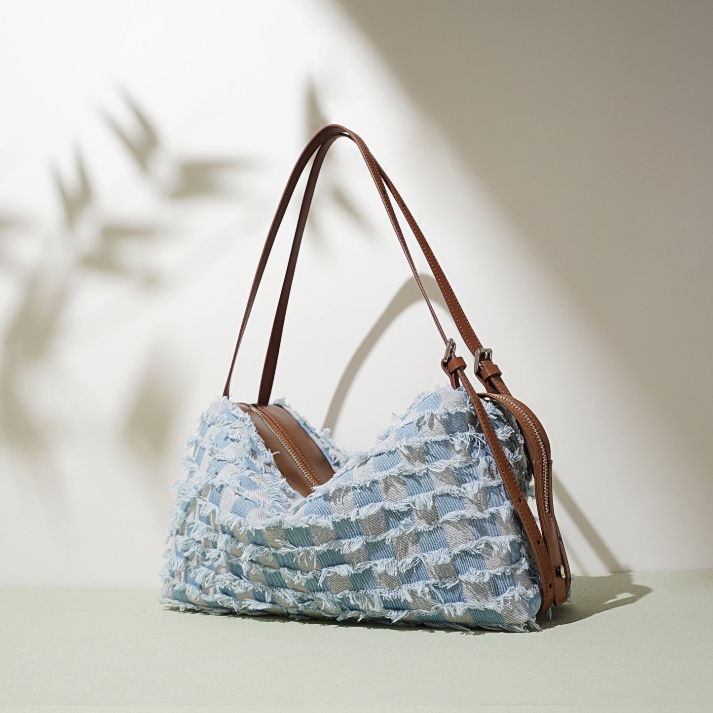 Damen-Umhängetasche aus echtem Leder im Patchwork-Stil im Vintage-Stil