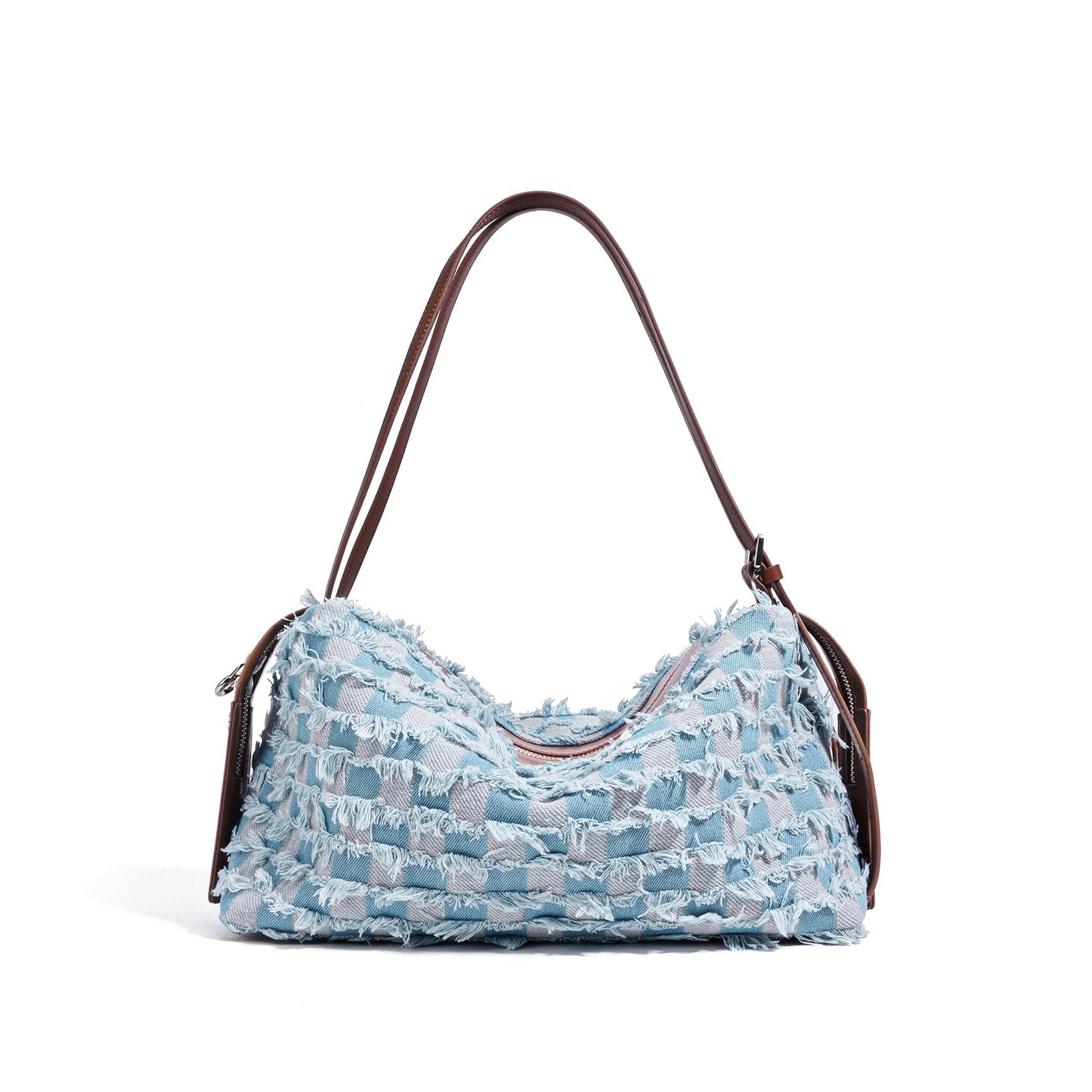 Damen-Umhängetasche aus echtem Leder im Patchwork-Stil im Vintage-Stil