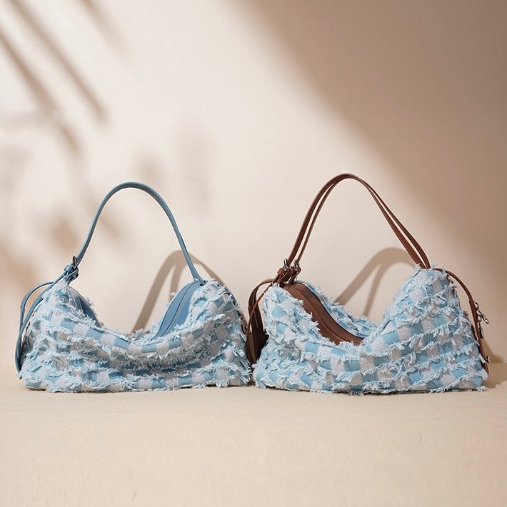 Damen-Umhängetasche aus echtem Leder im Patchwork-Stil im Vintage-Stil