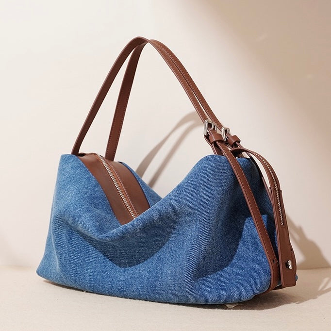 Damen-Umhängetasche aus echtem Leder im Patchwork-Stil im Vintage-Stil