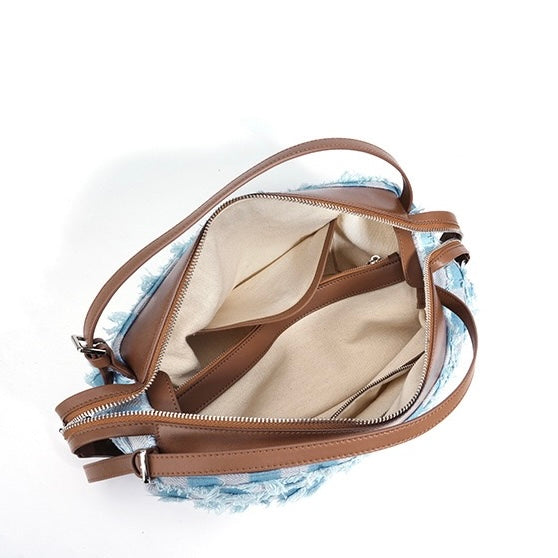 Damen-Umhängetasche aus echtem Leder im Patchwork-Stil im Vintage-Stil