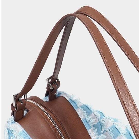 Damen-Umhängetasche aus echtem Leder im Patchwork-Stil im Vintage-Stil