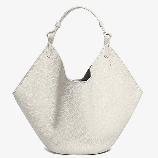 Bolso de cesta para mujer de cuero genuino y gran capacidad
