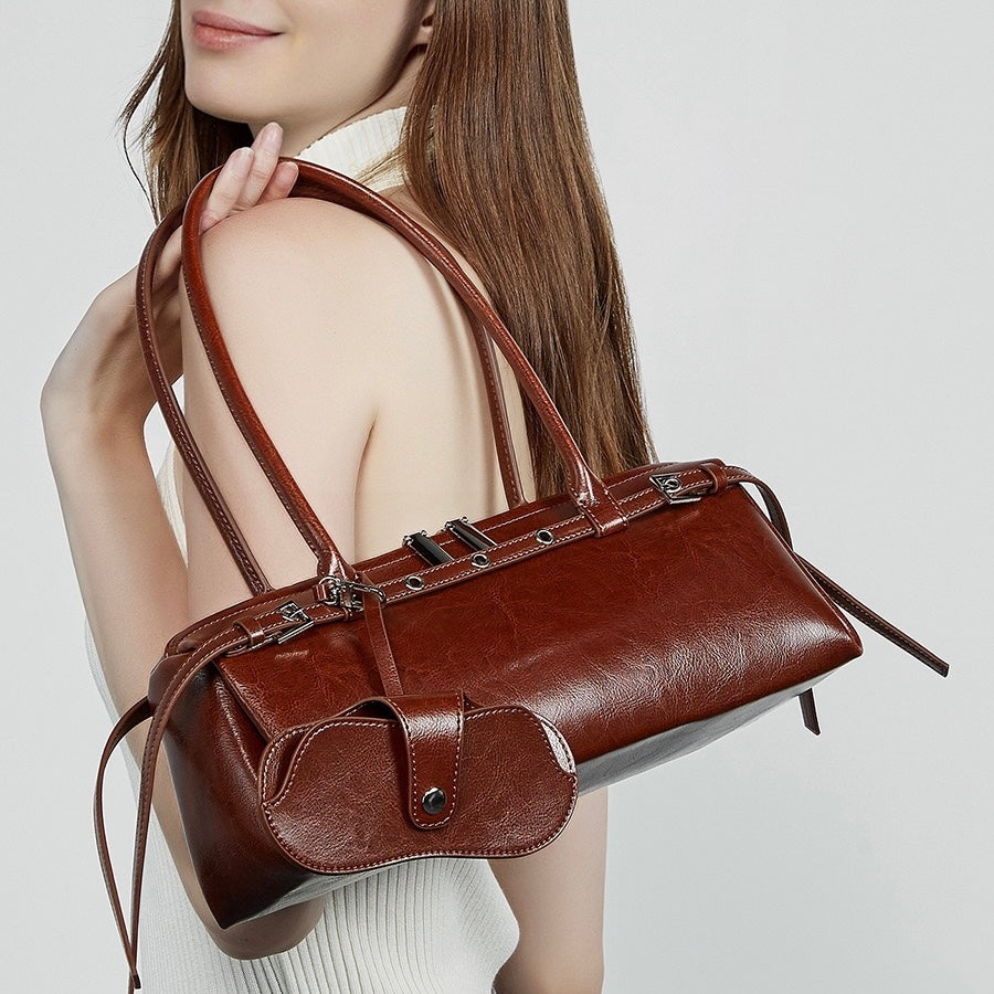 Damen Echtleder Vintage Biker Gürtel Schultertasche
