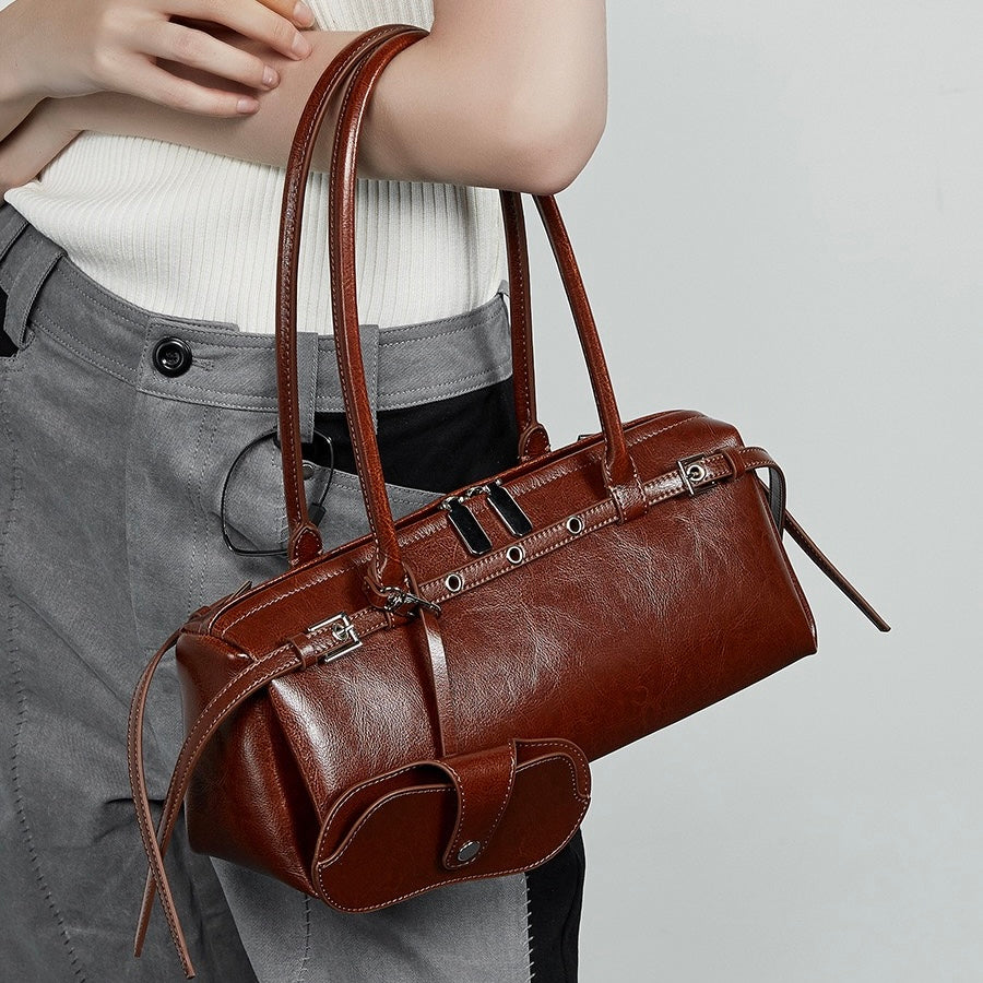 Damen Echtleder Vintage Biker Gürtel Schultertasche