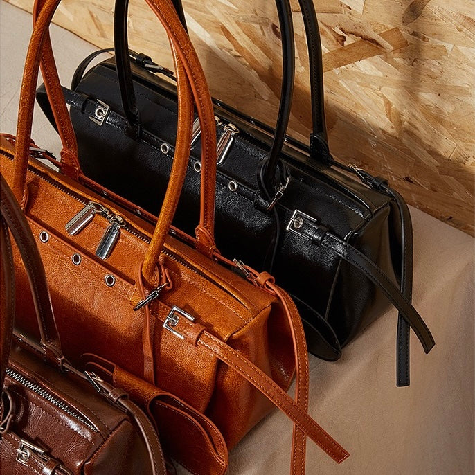 Damen Echtleder Vintage Biker Gürtel Schultertasche