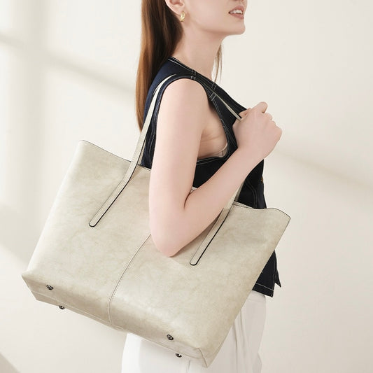 Grand sac fourre-tout à bandoulière en cuir véritable pour femme – Indispensable pour les déplacements quotidiens