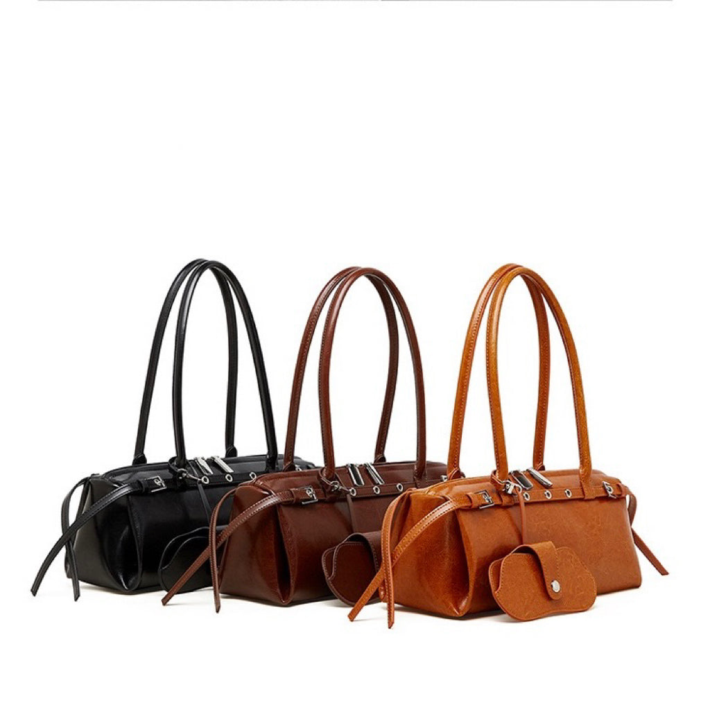 Damen Echtleder Vintage Biker Gürtel Schultertasche
