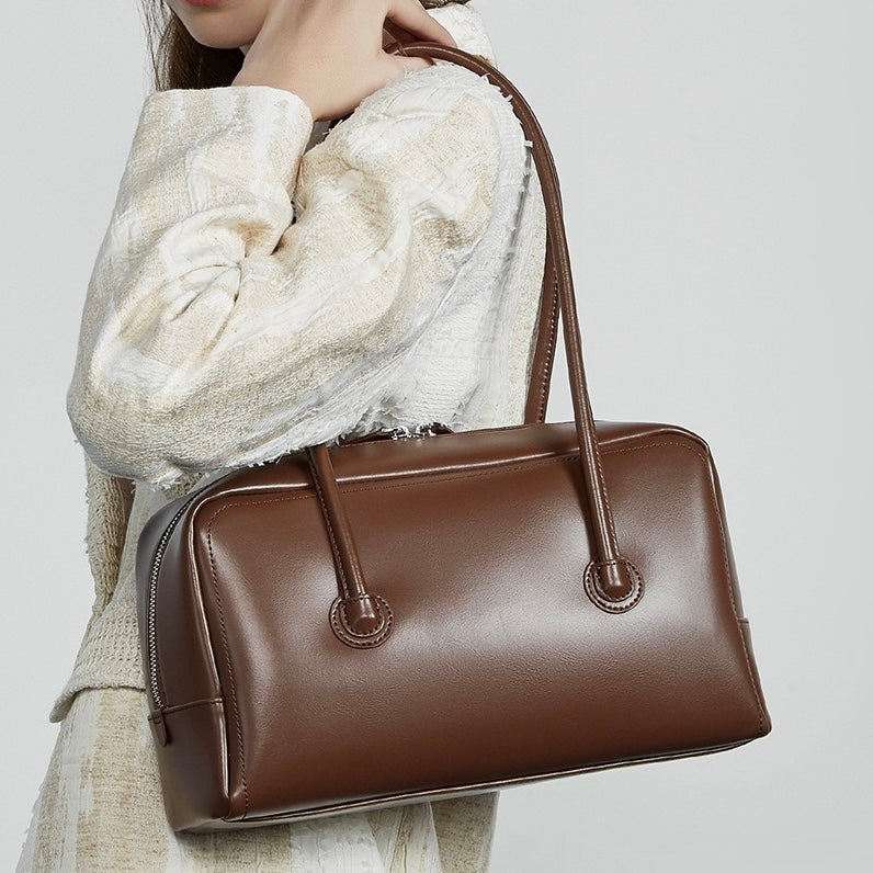 Boston Strukturierte Kissen-Schultertasche aus echtem Leder für Damen