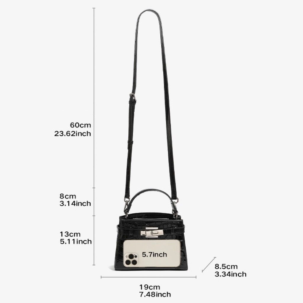 Damen-Nischenhandtasche aus echtem Leder mit Krokodilmuster