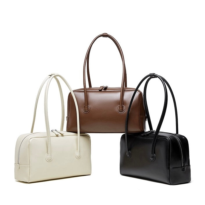 Boston Strukturierte Kissen-Schultertasche aus echtem Leder für Damen