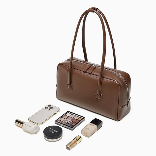 Boston Strukturierte Kissen-Schultertasche aus echtem Leder für Damen