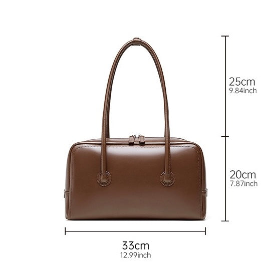 Boston Strukturierte Kissen-Schultertasche aus echtem Leder für Damen