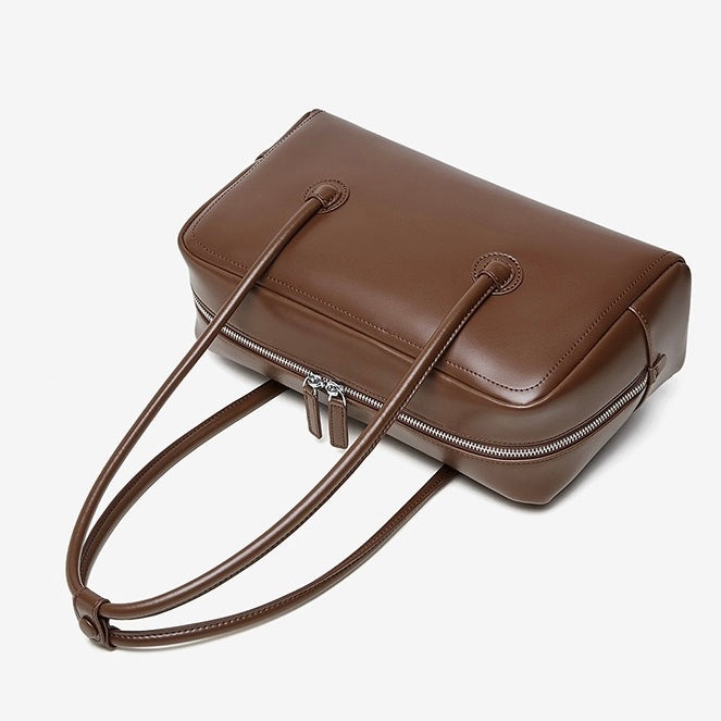 Boston Strukturierte Kissen-Schultertasche aus echtem Leder für Damen
