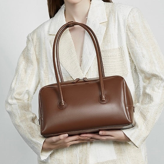Boston Strukturierte Kissen-Schultertasche aus echtem Leder für Damen