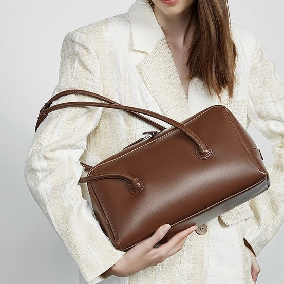 Boston Strukturierte Kissen-Schultertasche aus echtem Leder für Damen