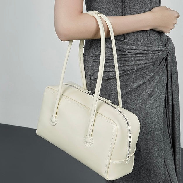 Boston Strukturierte Kissen-Schultertasche aus echtem Leder für Damen